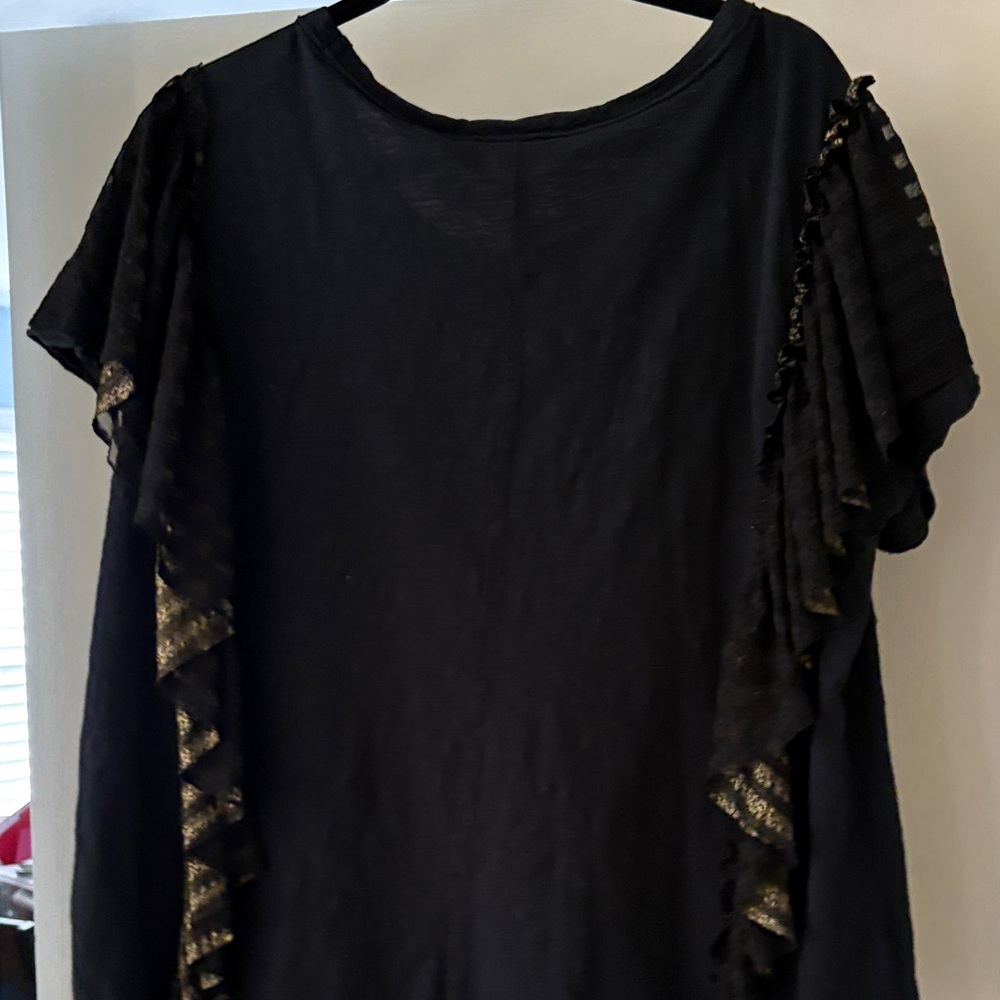 Pilcro Black Tee with Silver Butterfly Design - Picture 3 of 3
